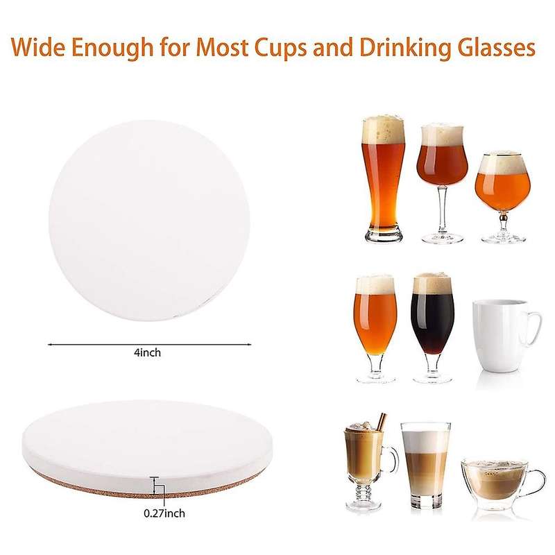 Sublimation Blanks Coasters for Drinks, Absorbent Ceramic Coaster Set