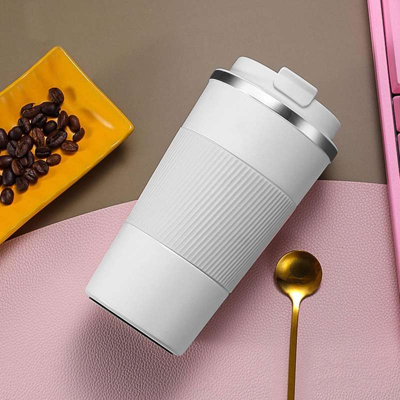 380ml Double Stainless Steel Coffee Hot Water Mug with Non-slip Case