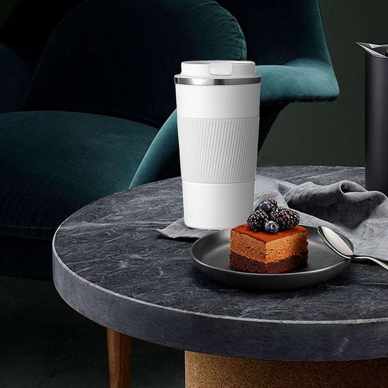 380ml Double Stainless Steel Coffee Hot Water Mug with Non-slip Case