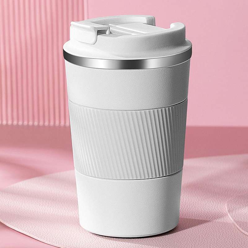 380ml Double Stainless Steel Coffee Hot Water Mug with Non-slip Case
