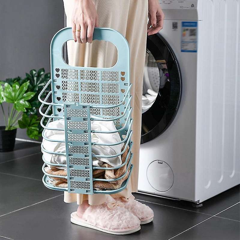 Wall Mounted Foldable Laundry Basket Dirty Clothes Storage Basket -b