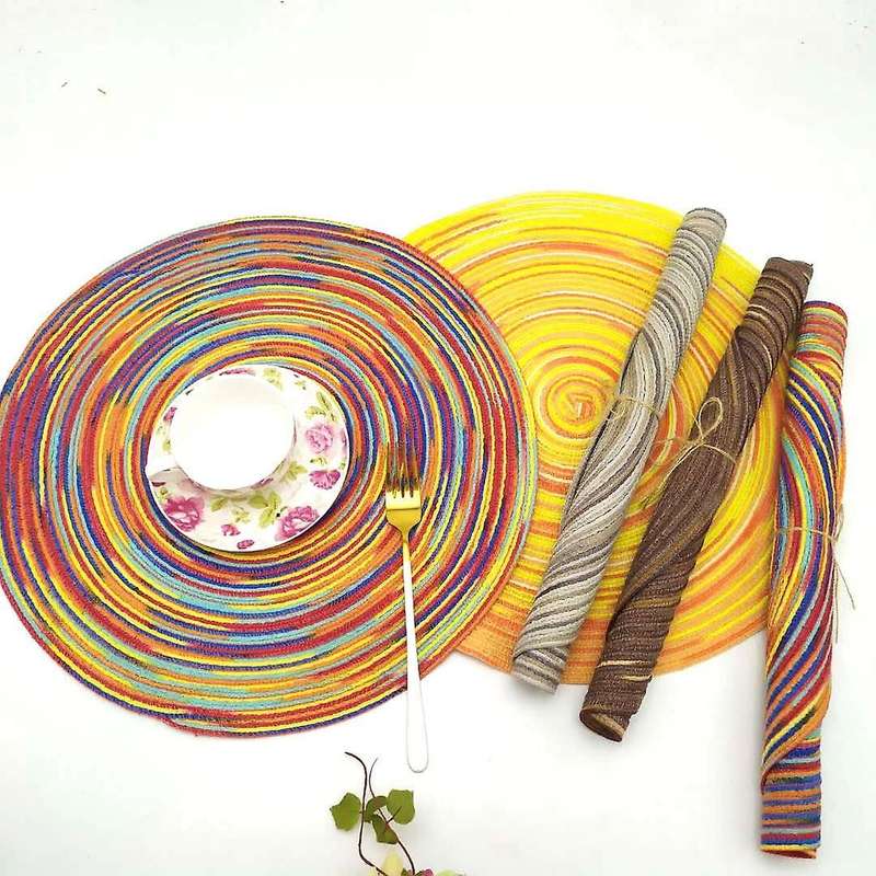 4pcs Placemats Satin Dyed Multi-color Dining Table Mats(orange)