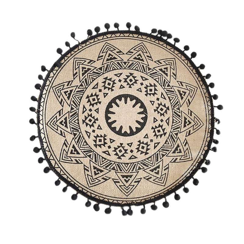 Table Mat 4 Pcs Round 38cm In Diameter Cotton Linen Home Placemat(d)