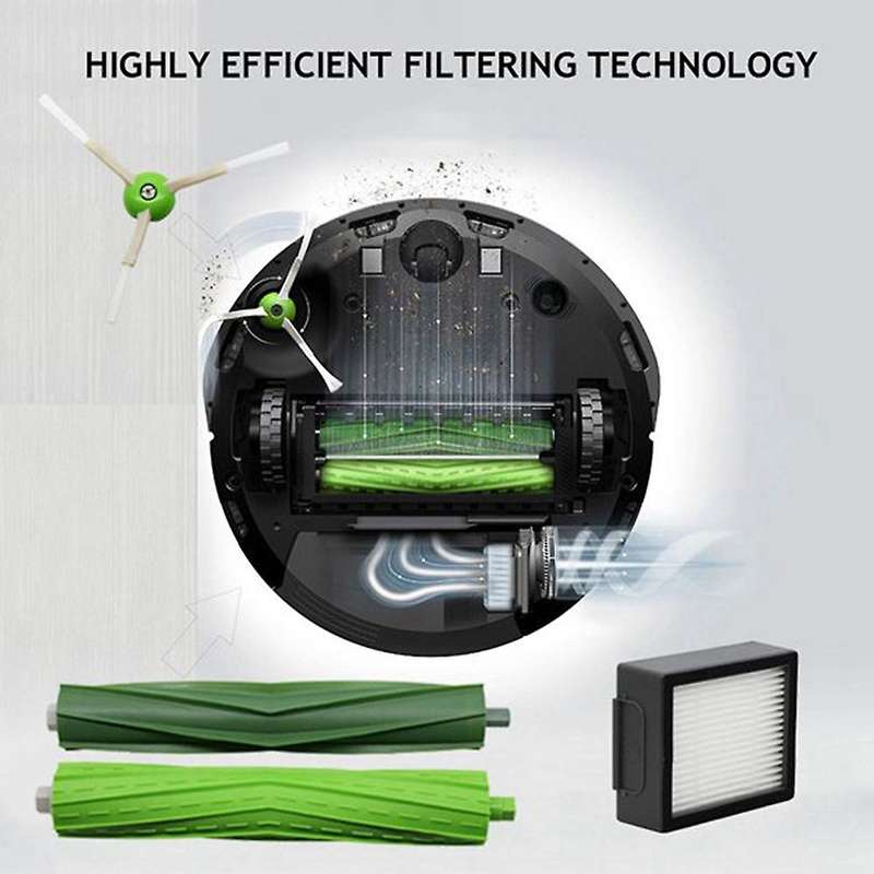 Multi-surface Rubber Brushes for Irobot Roomba I7 I7+ I7plus E5 E6 E7