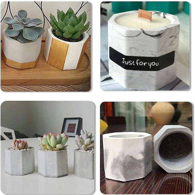 4 Pack Mini Octagon Flower Pot Silicone Molds - Succulent Plant
