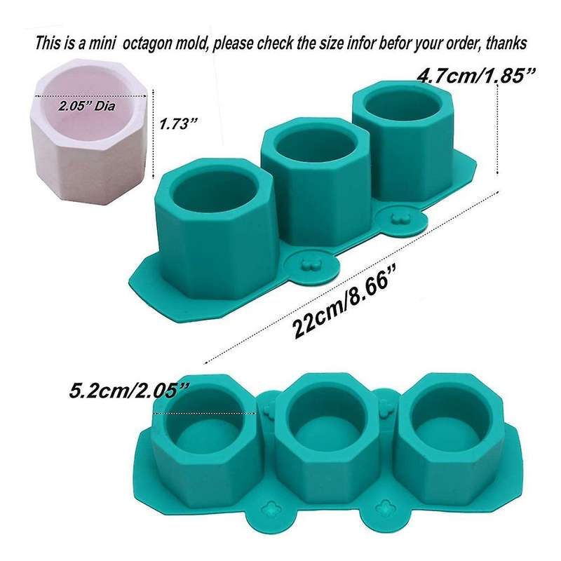 4 Pack Mini Octagon Flower Pot Silicone Molds - Succulent Plant