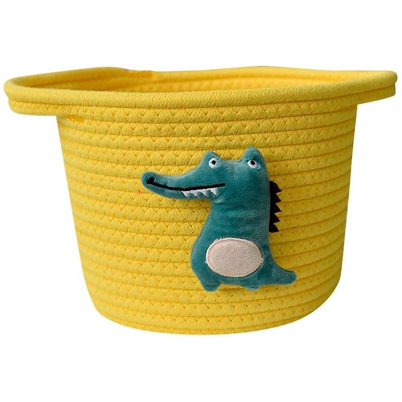 Handmade Storage Basket Cotton Rope Woven Toy Organizer, Yellow