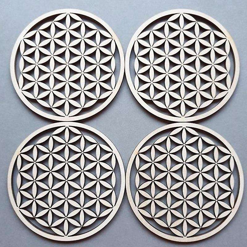 10pcs Flower Of Life Cut Beermat Place Mat Wood Coasters(a Section)