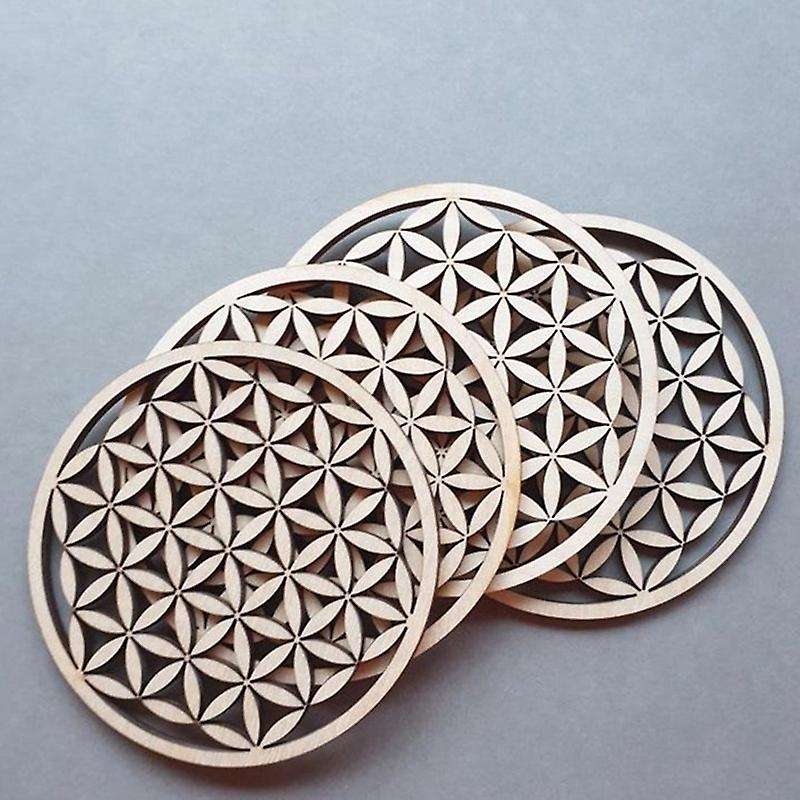 10pcs Flower Of Life Cut Beermat Place Mat Wood Coasters(a Section)
