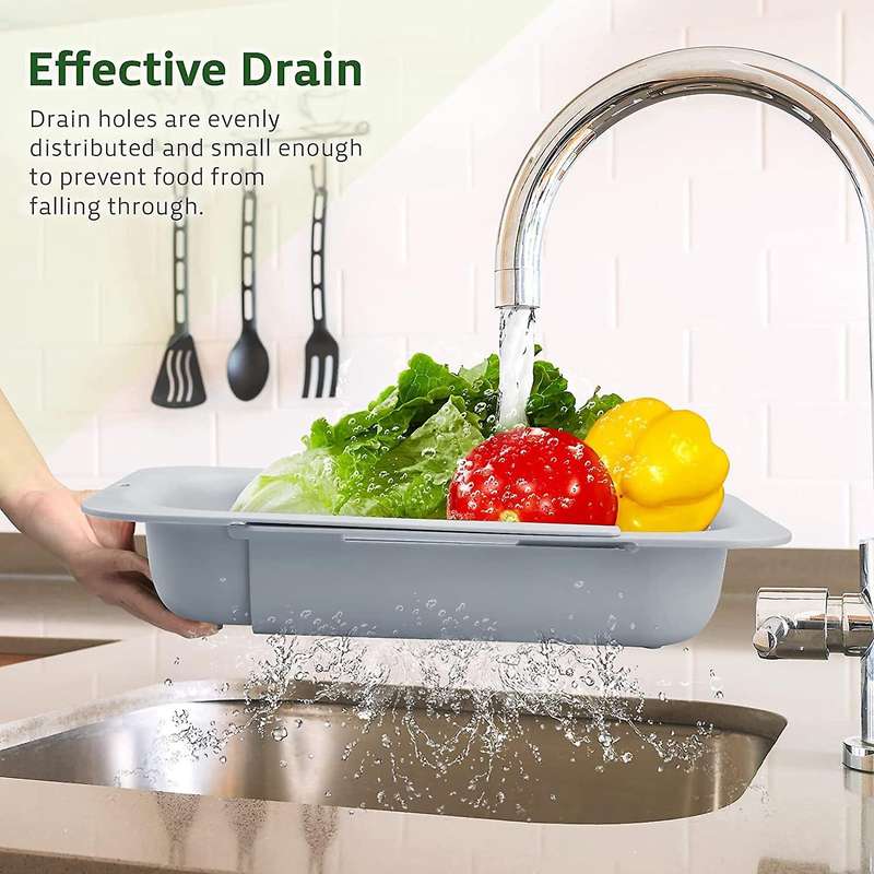 Expandable Colander Strainer, Food Strainers to Drain Pasta Grey