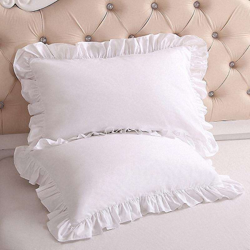 100% Cotton Ruffle Pillowcase Ruffled Pillow Cover White Pillow Case