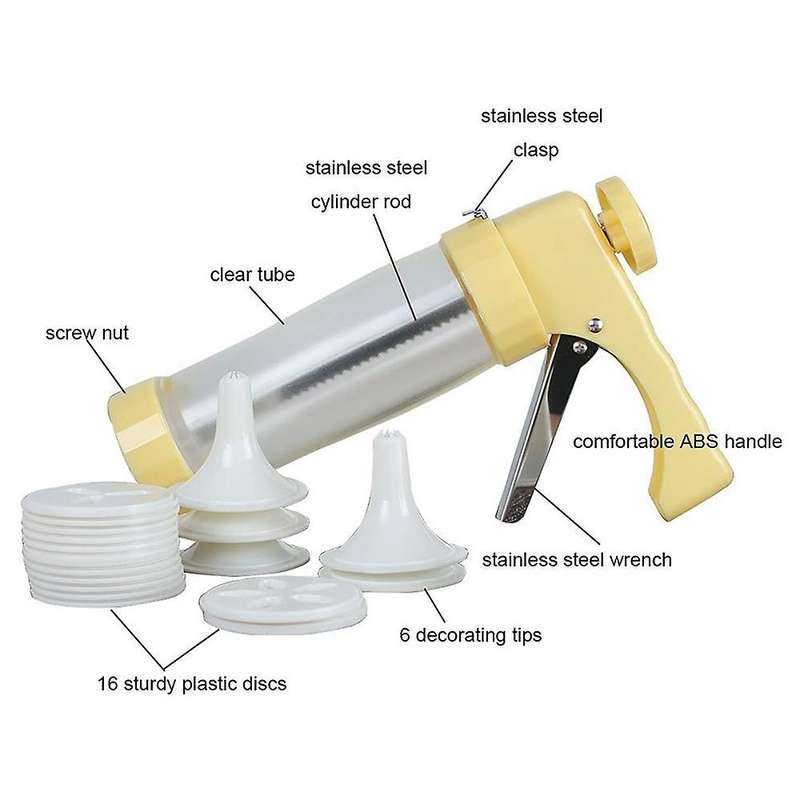 Cookie Cake Icing Set with Press Cutter Kit with Discs and Nozzles