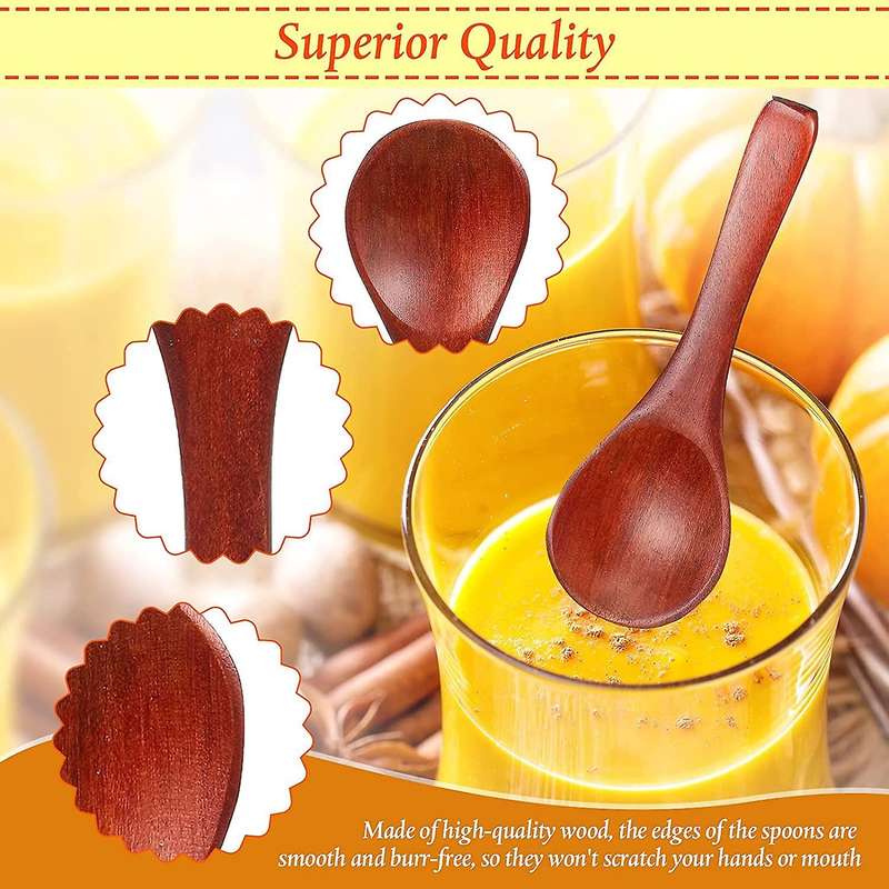 Mini Wooden Tasting Spoons Condiments Salt Spoons for Kitchen Cooking
