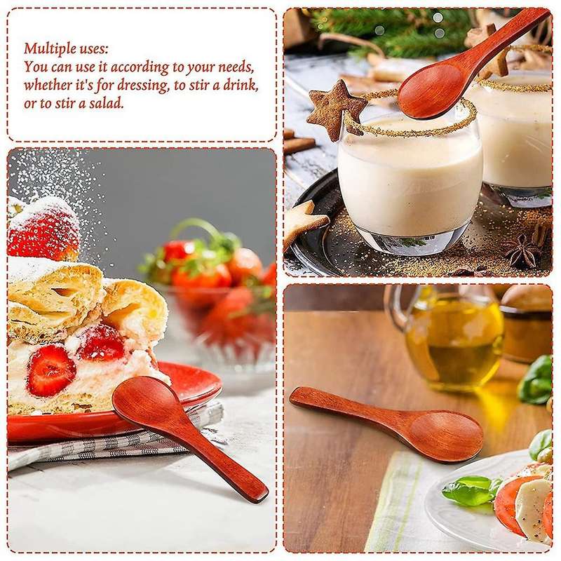 Mini Wooden Tasting Spoons Condiments Salt Spoons for Kitchen Cooking