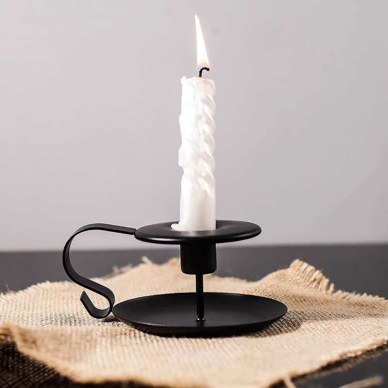 Black Candle Holder Metal Candlestick Holders Stand for Table Fit
