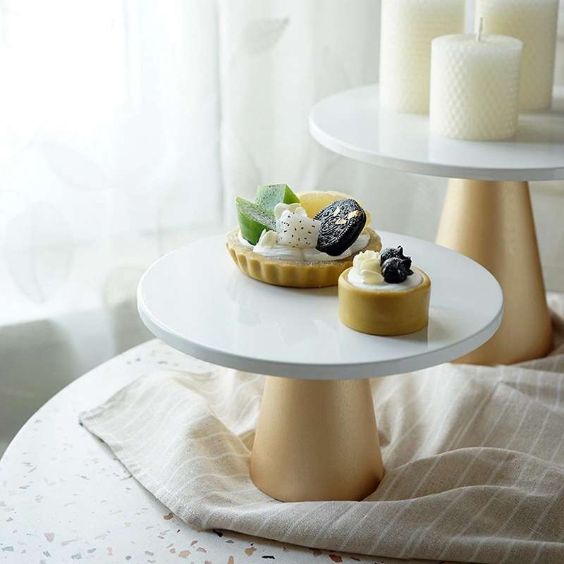 Metal Iron Cake Stand Round Pedestal Dessert Display Rack 20.5x12cm