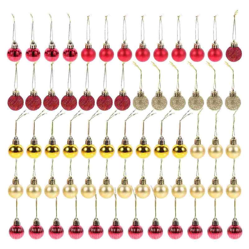 64 Pcs Christmas Ornaments Gifts Christmas Tree Balls -red Gold