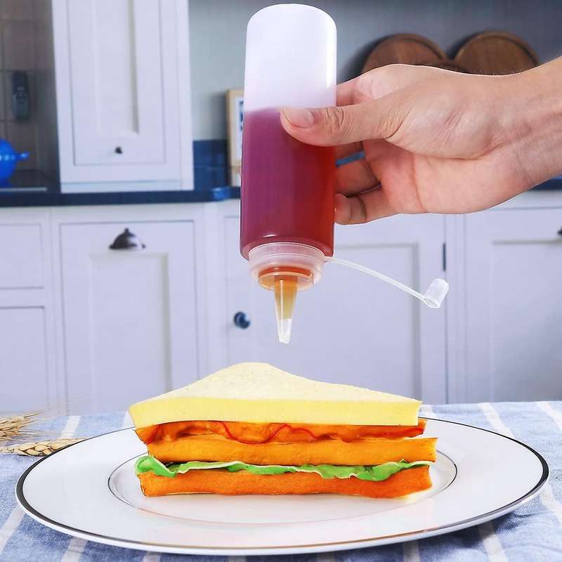 12 Pack 8 Oz Squeeze Squirt Condiment Bottles with Twist On Cap Lids