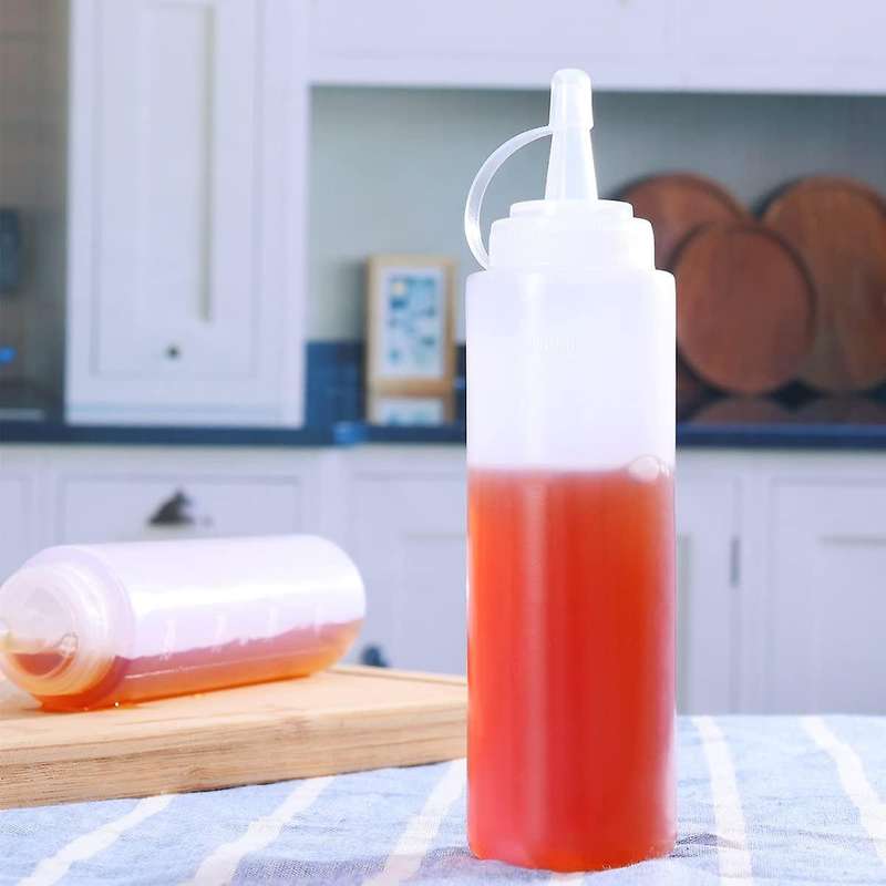 12 Pack 8 Oz Squeeze Squirt Condiment Bottles with Twist On Cap Lids