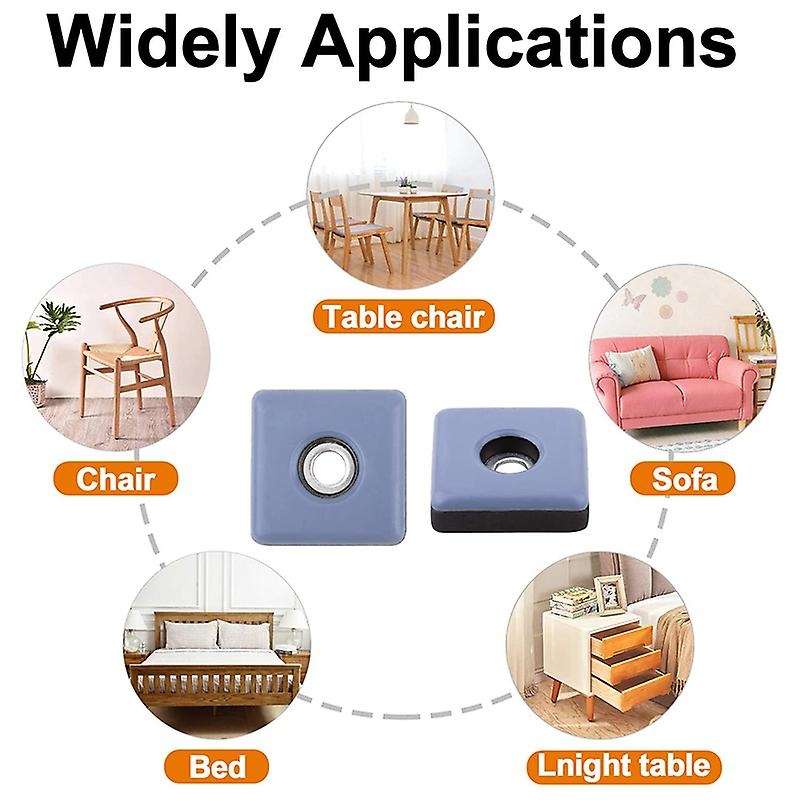24pcs 30mm Square Chair Leg Protectors Furniture Glide Pads