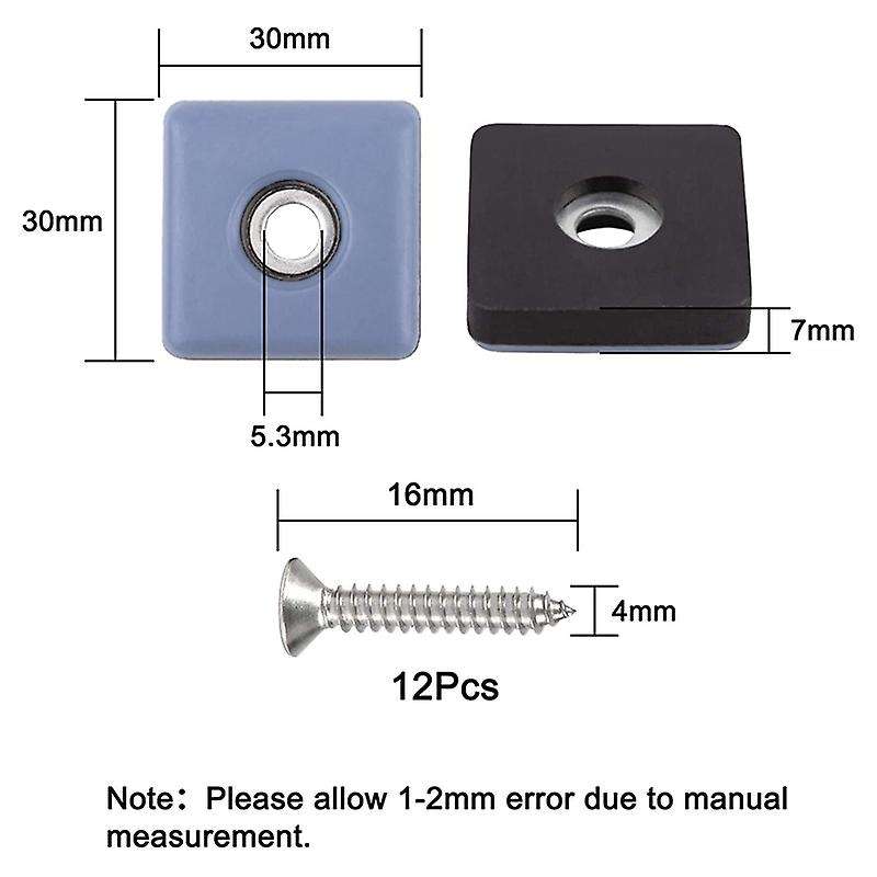24pcs 30mm Square Chair Leg Protectors Furniture Glide Pads