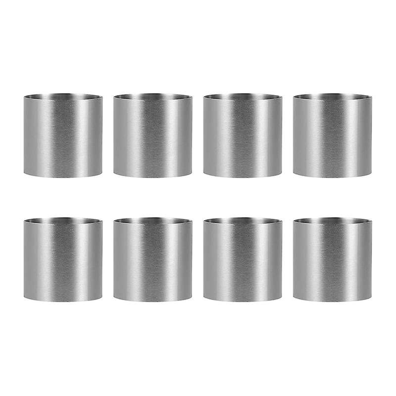 8 Pieces Stainless Steel Mousse Rings Round Biscuit Cutter Cake Mold