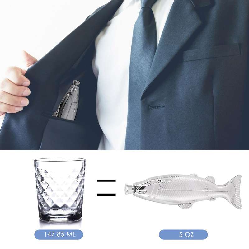 1 Pcs Fish-shape 5oz Bottle Mini Pocket Flask Drinkware for Outdoor