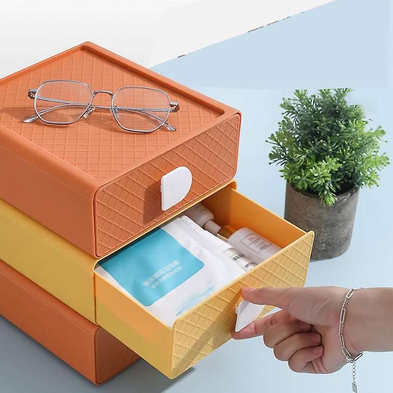 Desktop Organizer Storage Drawer Makeup Box-navy Blue