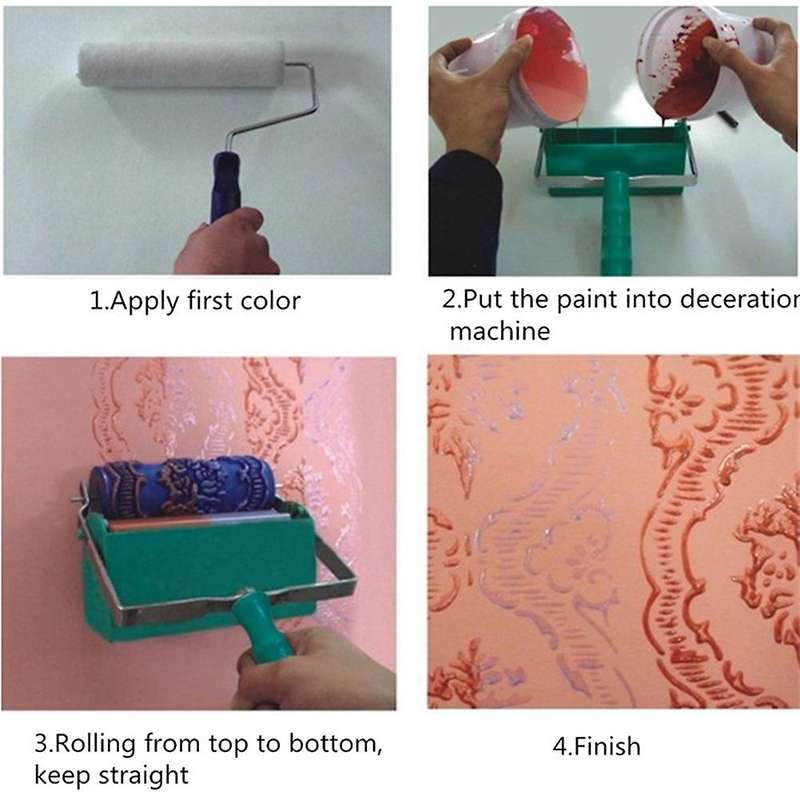 5 Inch Embossed Paint Roller Sleeve Wall Texture Stencil Decor 039y