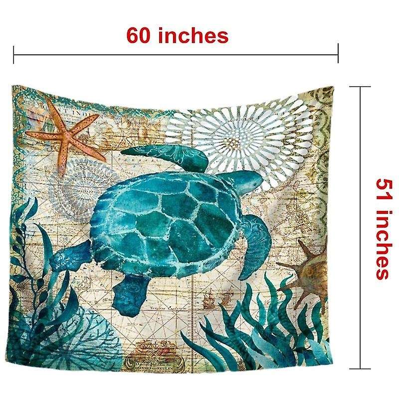 51x60 Inch Sea Turtle Tapestry Marine Life Bohemian Tapestry