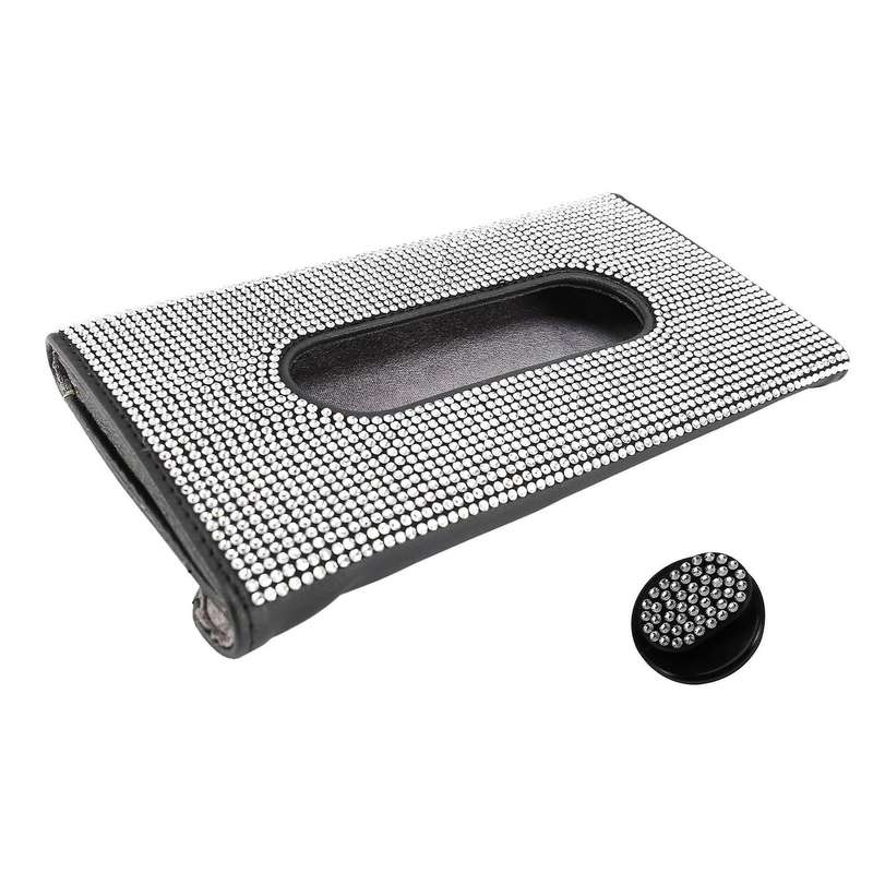 Car Visor Mask Sparkling Crystals Cover Case & Glitter Mask Hook Clip
