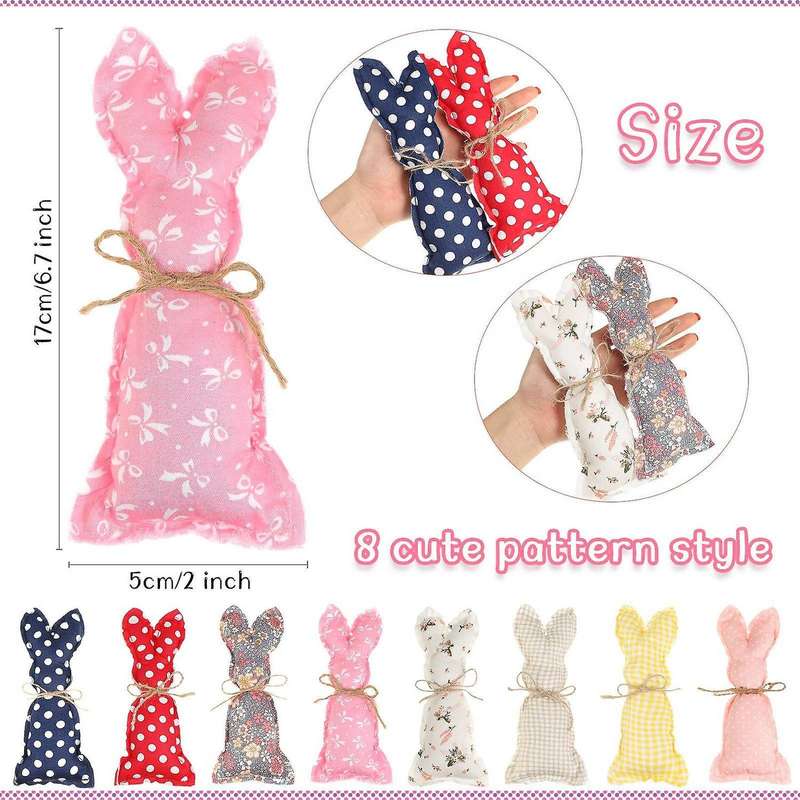 Easter Farmhouse Rustic Bunnies Fabric Stuffed Bunny Ornaments