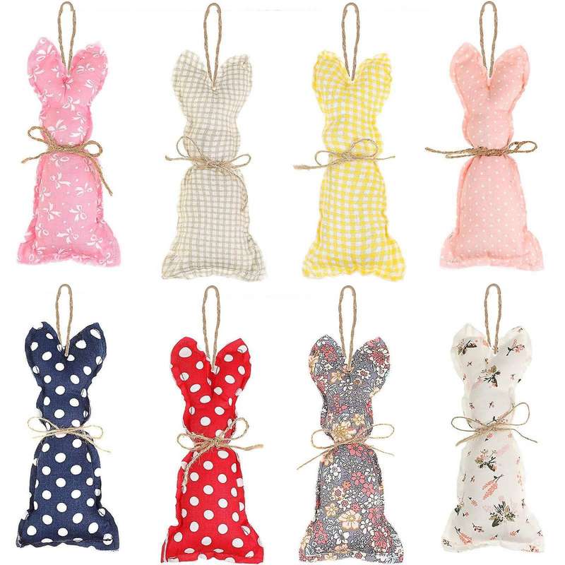 Easter Farmhouse Rustic Bunnies Fabric Stuffed Bunny Ornaments