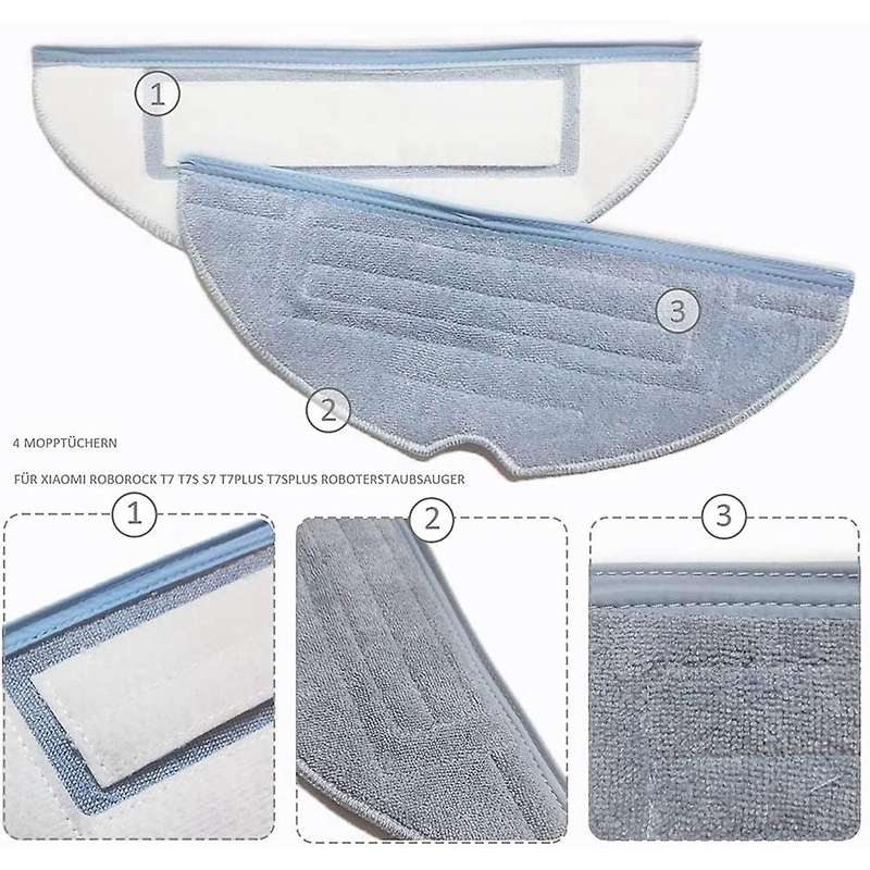 10 Pcs Accessories for Xiaomi Roborock S7 T7s T7plus Vacuum and Floor