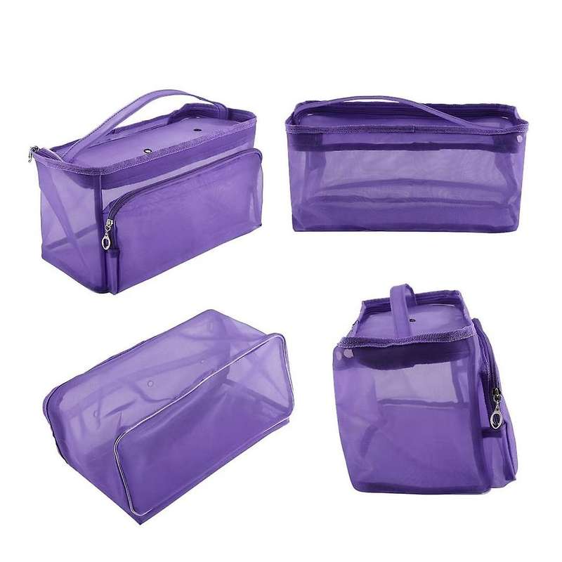 1 Knitting Bag Yarn Storage/portable Tote Crochet 3 Holes (purple)