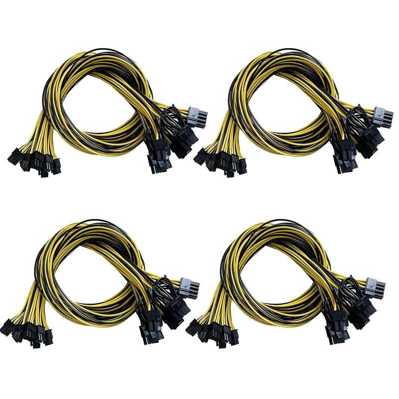 4pcs Pcie 6pin to 8pin(6+2) Male to Male Pci-e Power Cable for Gpu