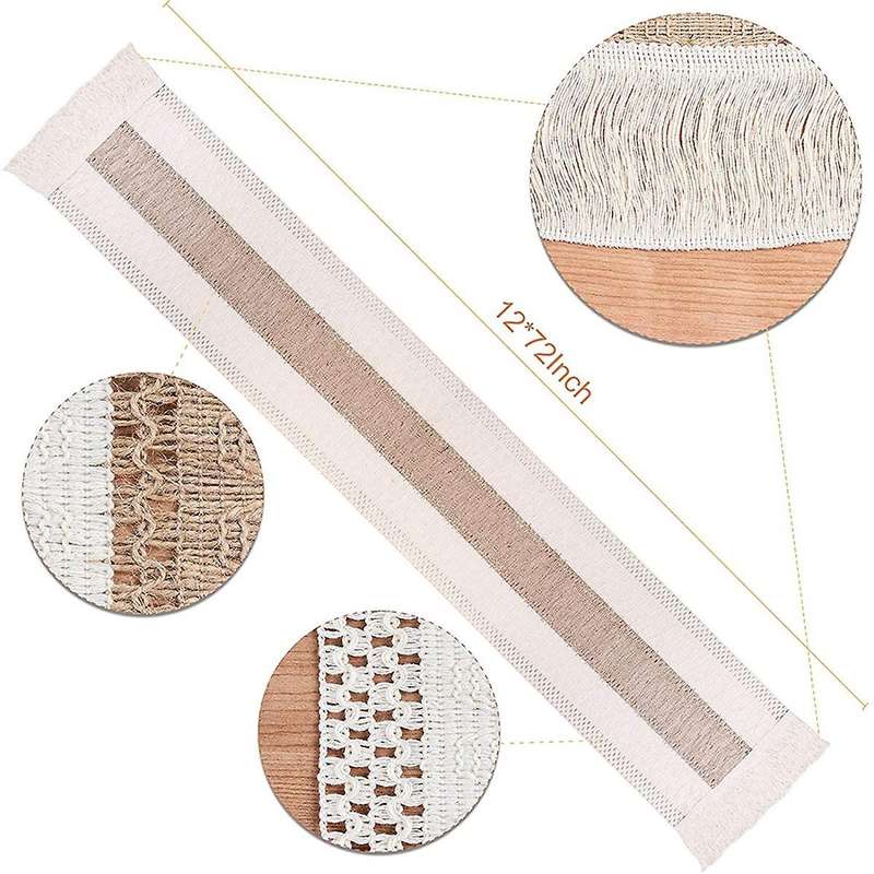 Macrame Table Runners Natural Burlap Table Runner, Splicing Cotton