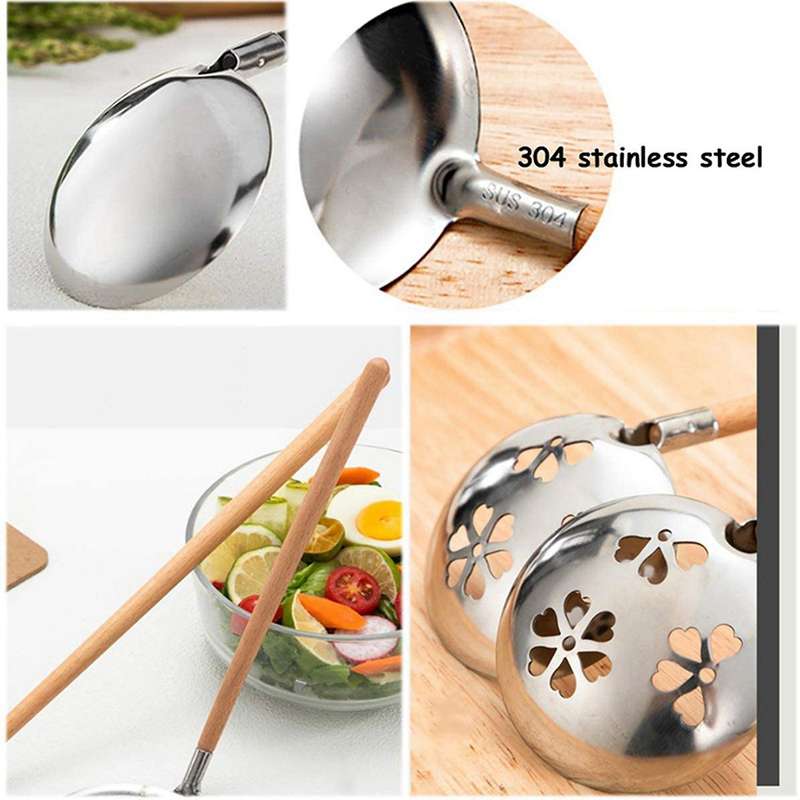 2 Pcs Sakura Slotted Soup Ladle Set 304 Stainless Steel Ladle Spoon