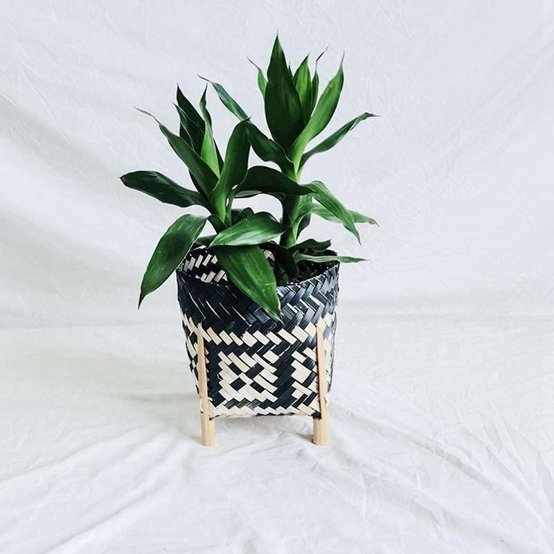 Plant Stand Hand Woven Rattan Straw Basket for Plant Pots Stands