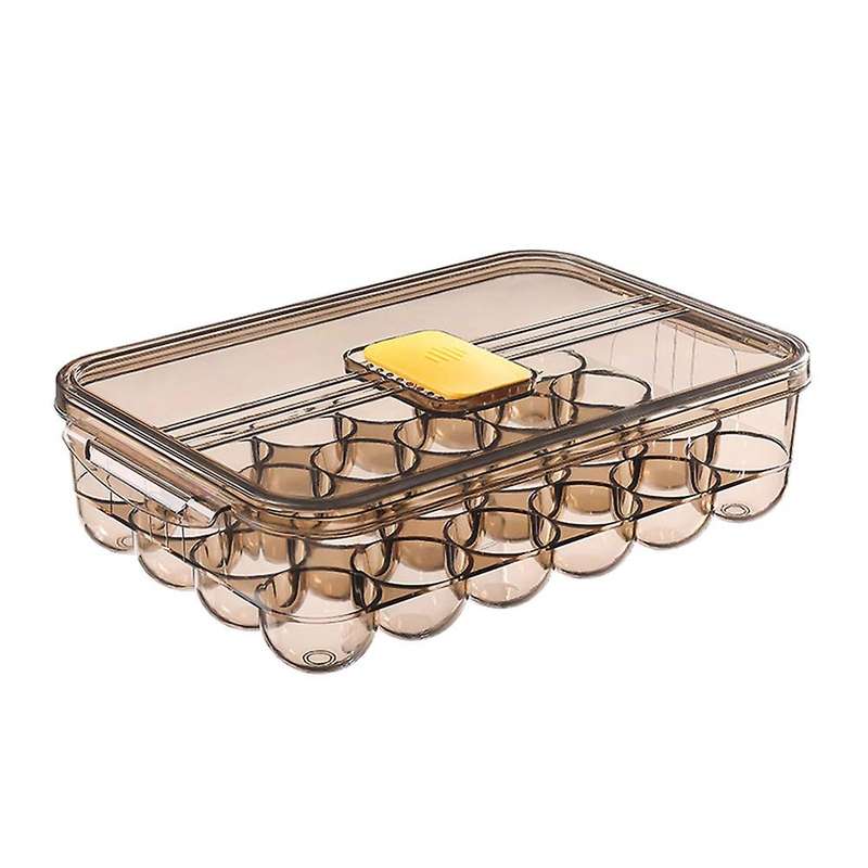 Kitchen Large Capacity Egg Box Refrigerator Plastic Egg Tray Brown