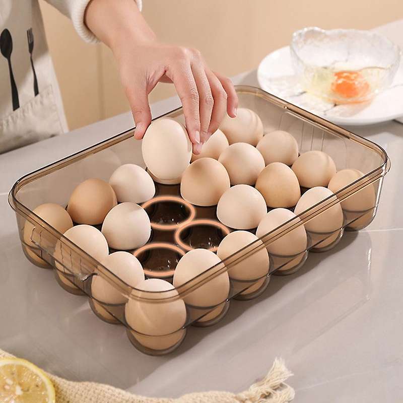 Kitchen Large Capacity Egg Box Refrigerator Plastic Egg Tray Brown