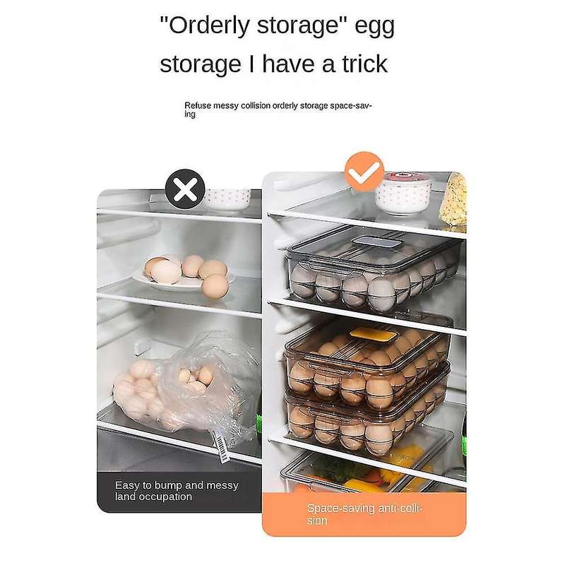 Kitchen Large Capacity Egg Box Refrigerator Plastic Egg Tray Brown