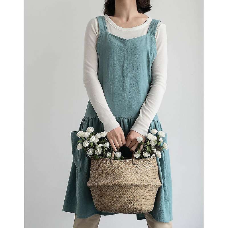 1 Piece Kitchen Apron Cooking Waist Women's Work Cover Light Green
