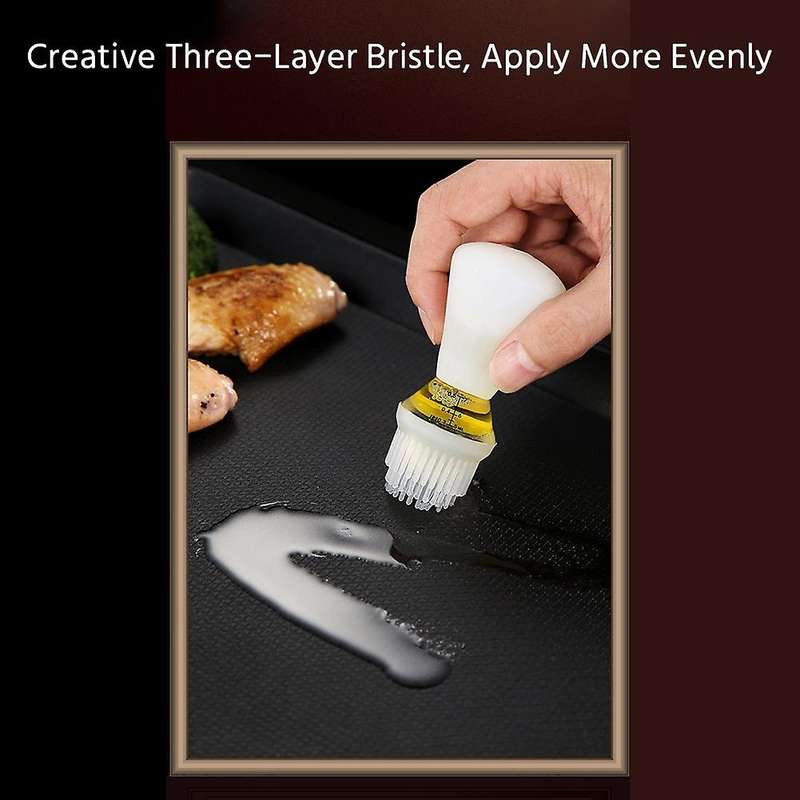 Silicone Glass Oil Bottle with Brush Grill Oil Brushes Tools 135ml