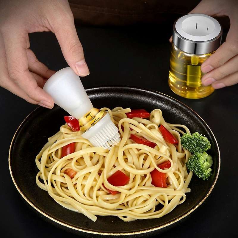 Silicone Glass Oil Bottle with Brush Grill Oil Brushes Tools 135ml