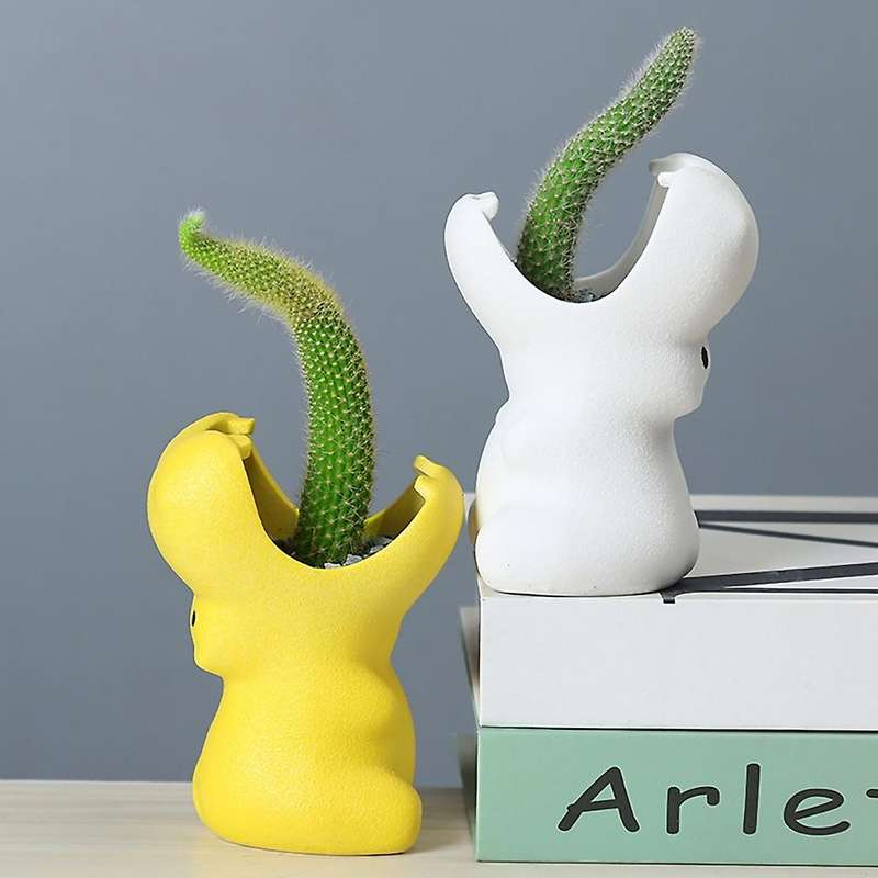 Cartoon Hippo Ceramic Flower Pot for Home Decor Flowerpot Blue