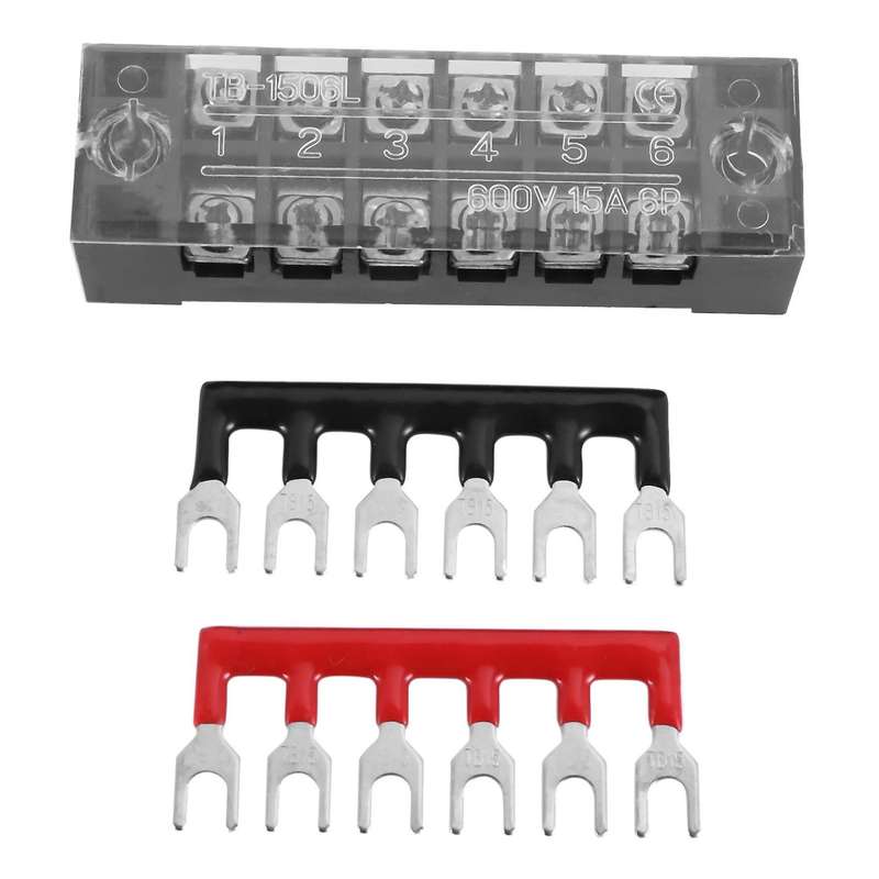 5 Pcs Screw Terminal Block, Double-row, 6 Positions, 600 V, 15 A