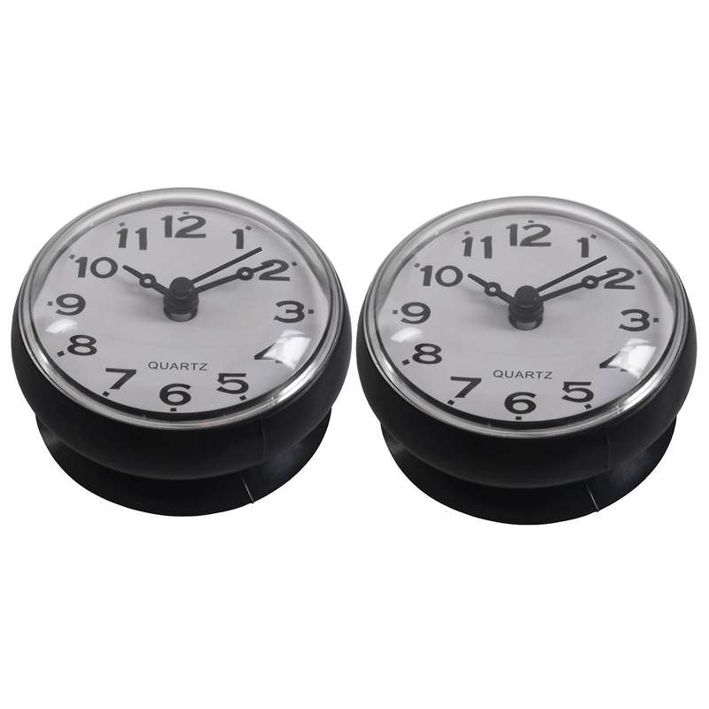 2x 7cm Waterproof Kitchen Bathroom Shower Clock Suction Cup Black