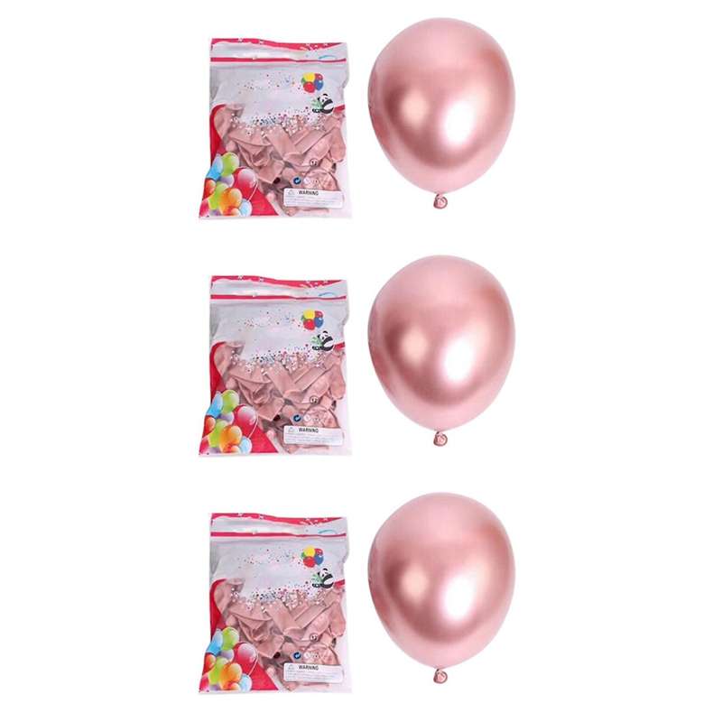 150pcs 10 Inch Latex Balloons Chrome Glossy for Party - Rose Gold