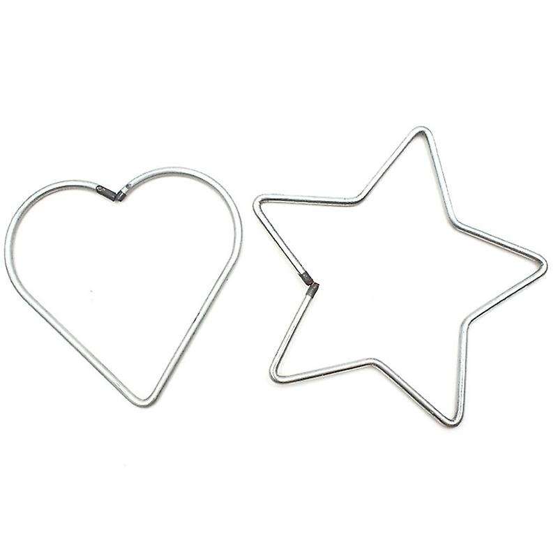 16 Pcs Diy Craft Dream Catchers Star & Heart Shape Rings Metal Hoops